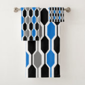 Moderne schwarze, blaue, graue Hexagonen aus dem M Badhandtuch Set (Insitu)