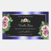 Moderne schwarze blaue Produktkennzeichnungen Blum Rechteckiger Aufkleber (Vorderseite)