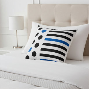 Moderne schwarze, blaue und weiße Streifen mit Pun Kissen