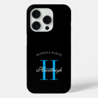 Moderne schwarze blaue weiße Monogramm Name