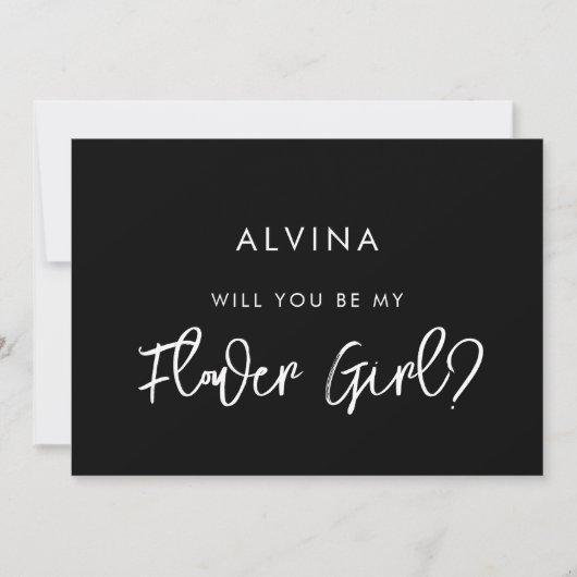 Moderne Schwarze Blume Einladung (Vorderseite)