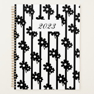 Moderne schwarze Blume mit schwarzen und weißen St Planer