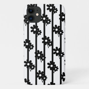 Moderne schwarze Blume mit vertikalen Linien Case-Mate iPhone Hülle