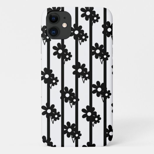 Moderne schwarze Blume mit vertikalen Linien Case-Mate iPhone Hülle (Rückseite)