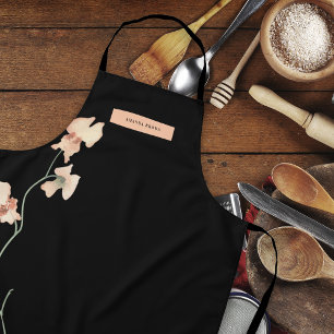 Moderne schwarze Blumen Eleganz Stylischer Trend-S Schürze
