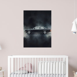 Moderne schwarze BMW-Autowasserfarbenkunst – Minim Poster