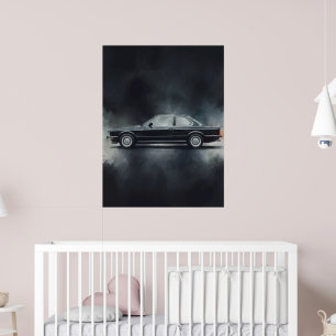 Moderne schwarze BMW-Autowasserfarbenkunst – Minim Poster