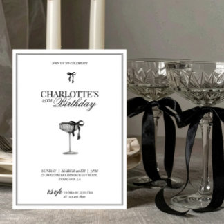 Moderne schwarze Bogen-Champagner-Geburtstags-Einl Einladung
