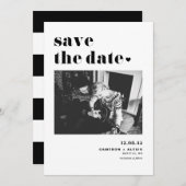 Moderne Schwarze Bold Typografie mit Herz-Foto Save The Date (Vorne/Hinten)