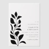 Moderne Schwarze Botanische Blätter Hochzeit Pergament Einladungen (Vorderseite)