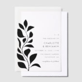 Moderne Schwarze Botanische Blätter Hochzeit Pergament Einladungen (Versetzt)