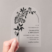 Moderne Schwarze Botanische Botanische Hochzeit Acryleinladungen (Insitu (Handheld))