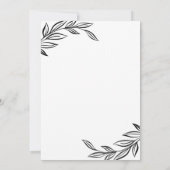 Moderne Schwarze Botanische Hochzeit Einladung (Rückseite)