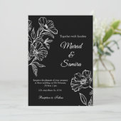 Moderne Schwarze Botanische Linie Einladung zur Ho (Stehend Vorderseite)