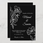 Moderne Schwarze Botanische Linie Einladung zur Ho (Vorne/Hinten)