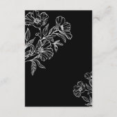 Moderne Schwarze Botanische Linie Kunst Eintrittsk Begleitkarte (Rückseite)