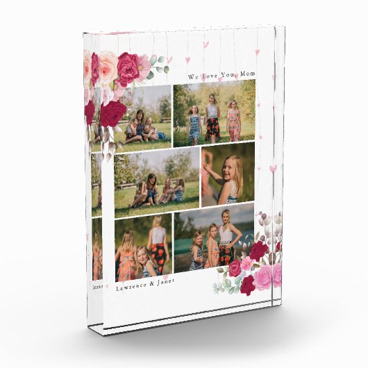 Moderne Schwarze Botanische Mama 6 FotoCollage Fotoblock (Links)