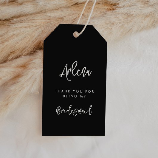 Moderne schwarze Bridesmaid Danke Geschenkanhänger
