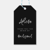 Moderne schwarze Bridesmaid Danke Geschenkanhänger (Vorderseite)