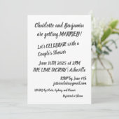 Moderne Schwarze Brush Lettering Trendy Couples Du Einladung (Stehend Vorderseite)