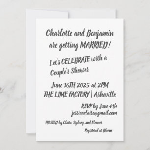 Moderne Schwarze Brush Lettering Trendy Couples Du Einladung