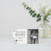 Moderne schwarze Confetti-Tupfenphotographie 2 Visitenkarte (Stehend Vorderseite)