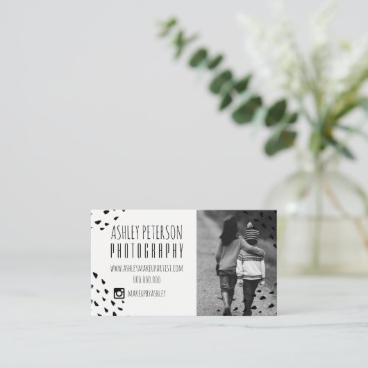 Moderne schwarze Confetti-Tupfenphotographie 2 Visitenkarte (Stehend Vorderseite)