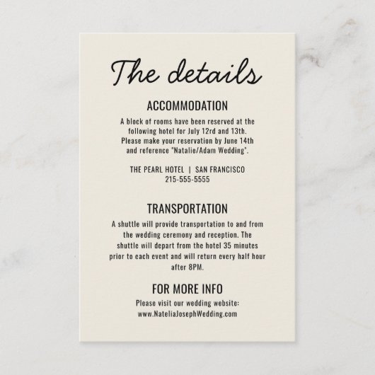 Moderne schwarze Creme Whimsical Retro Hochzeitsde Begleitkarte (Vorderseite)