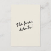 Moderne schwarze Creme Whimsical Retro Hochzeitsde Begleitkarte (Rückseite)