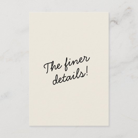 Moderne schwarze Creme Whimsical Retro Hochzeitsde Begleitkarte (Rückseite)