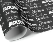 Moderne Schwarze Custom Typografy Collage Geburtst Geschenkpapier (Rolleneckpunkt)