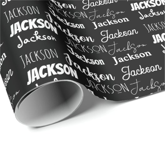 Moderne Schwarze Custom Typografy Collage Geburtst Geschenkpapier (Rolleneckpunkt)