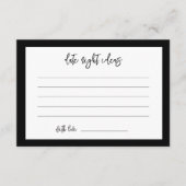 Moderne schwarze Date-Night-Ideen Begleitkarte (Vorderseite)