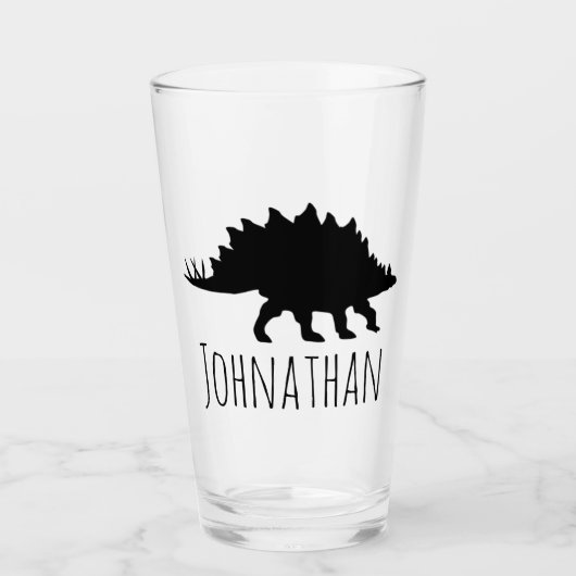 Moderne schwarze Dinosaurier-Silhouette | Glas (Vorderseite)