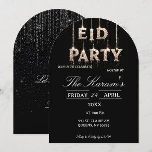 Moderne schwarze elegante Eid-Party-Einladungskart Einladung