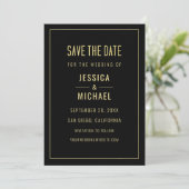 Moderne Schwarze Elegante Einfache Minimalistische Save The Date (Stehend Vorderseite)