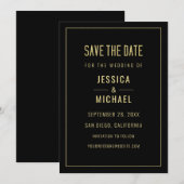 Moderne Schwarze Elegante Einfache Minimalistische Save The Date (Vorne/Hinten)