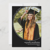 Moderne Schwarze Elegante Foto Abschluss Ankündigu Einladung (Vorderseite)