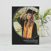 Moderne Schwarze Elegante Foto Abschluss Ankündigu Einladung (Stehend Vorderseite)