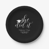 Moderne Schwarze Elegante Schriftart Abschluss Pappteller (Vorderseite)