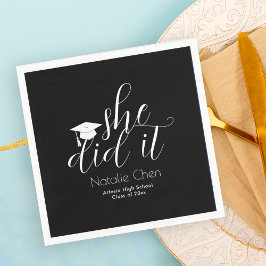 Moderne Schwarze Elegante Schriftart Abschluss Serviette