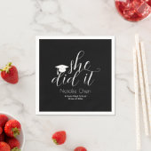 Moderne Schwarze Elegante Schriftart Abschluss Serviette (Beispiel)