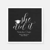 Moderne Schwarze Elegante Schriftart Abschluss Serviette (Vorderseite)