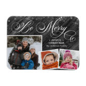 Moderne Schwarze Elegante Script Snowflakes Bokeh Magnet (Horizontal)