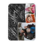 Moderne Schwarze Elegante Script Snowflakes Bokeh Magnet (Vertikal)