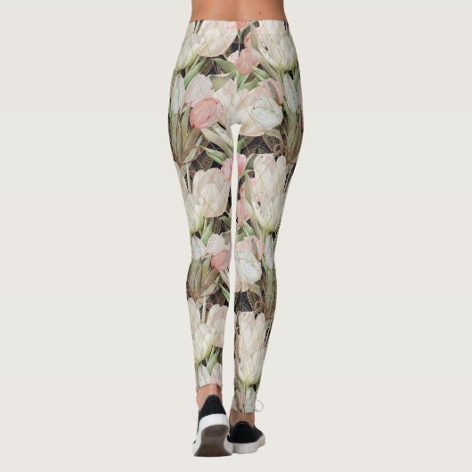 Moderne Schwarze Elegante Tulips mit goldenem Must Leggings (Rückseite)