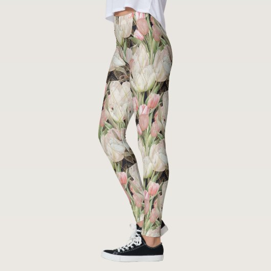Moderne Schwarze Elegante Tulips mit goldenem Must Leggings (Links)