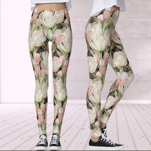 Moderne Schwarze Elegante Tulips mit goldenem Must Leggings