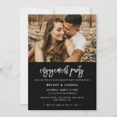 Moderne schwarze Engagement-Partei Einladung (Vorderseite)