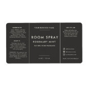 Moderne schwarze Etikette für Raumsprayflasche (Vorne)